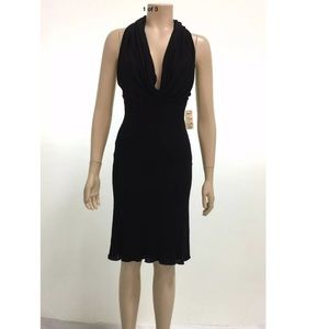 VERSACE Black Plunging Halter Neck Knit Dress 8 US